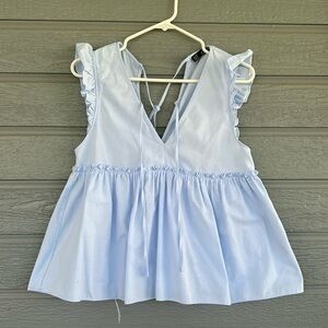 Zara light blue top with frills